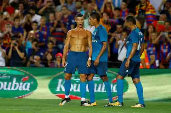 Cristiano Ronaldo Given Five Matches Ban For Pushing Referee In Sunday Elclasico (Photos)